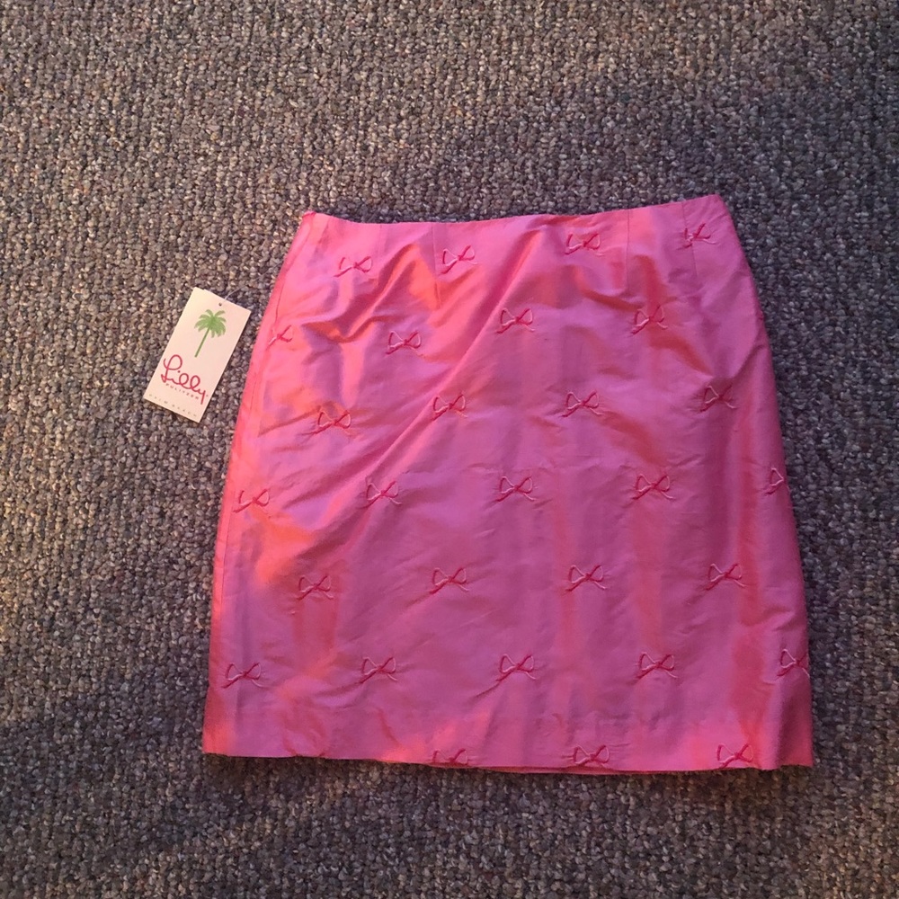 Silk Lilly skirt embroidered w bow